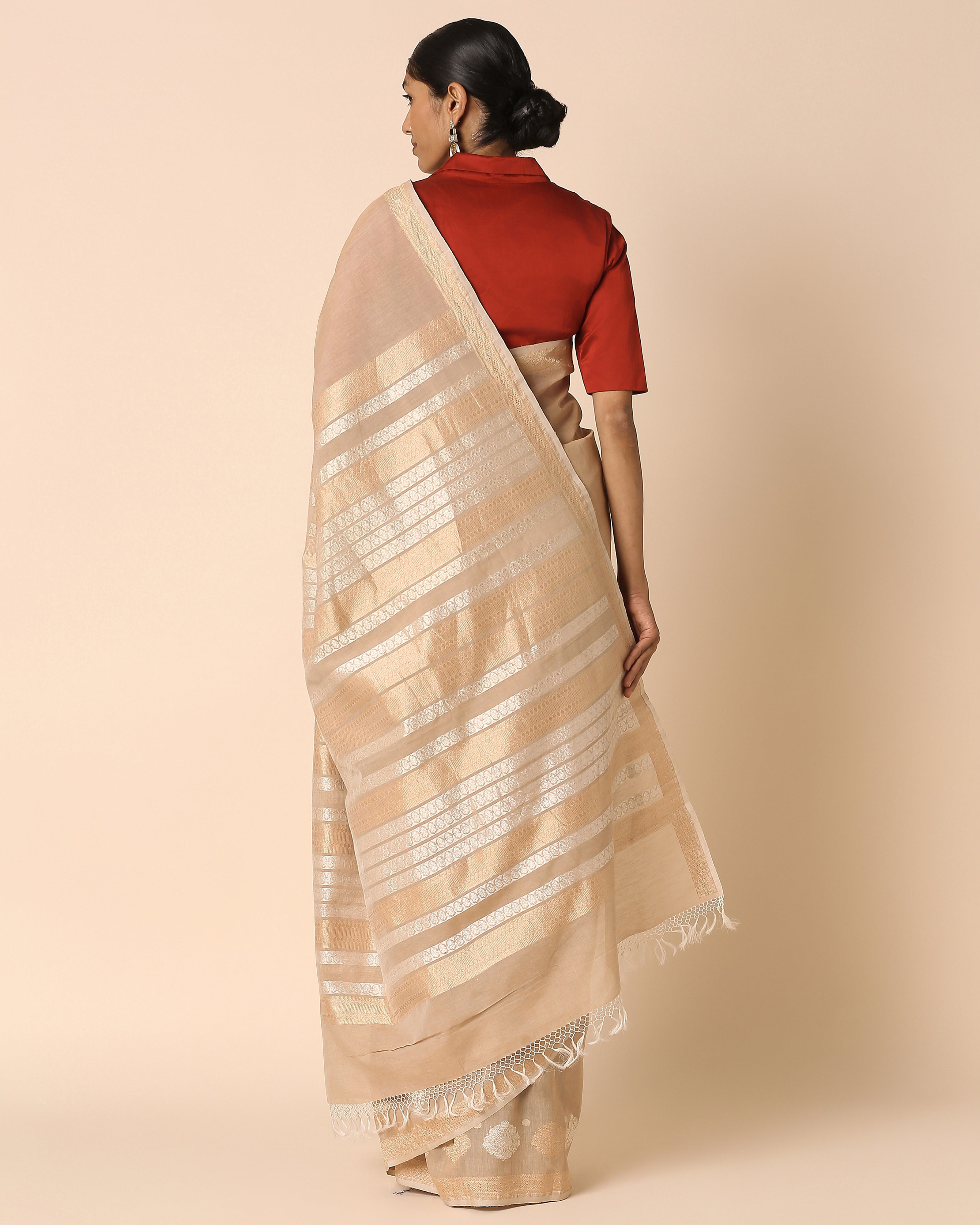 Hema Banarasi Kadwa Brown Cotton Saree