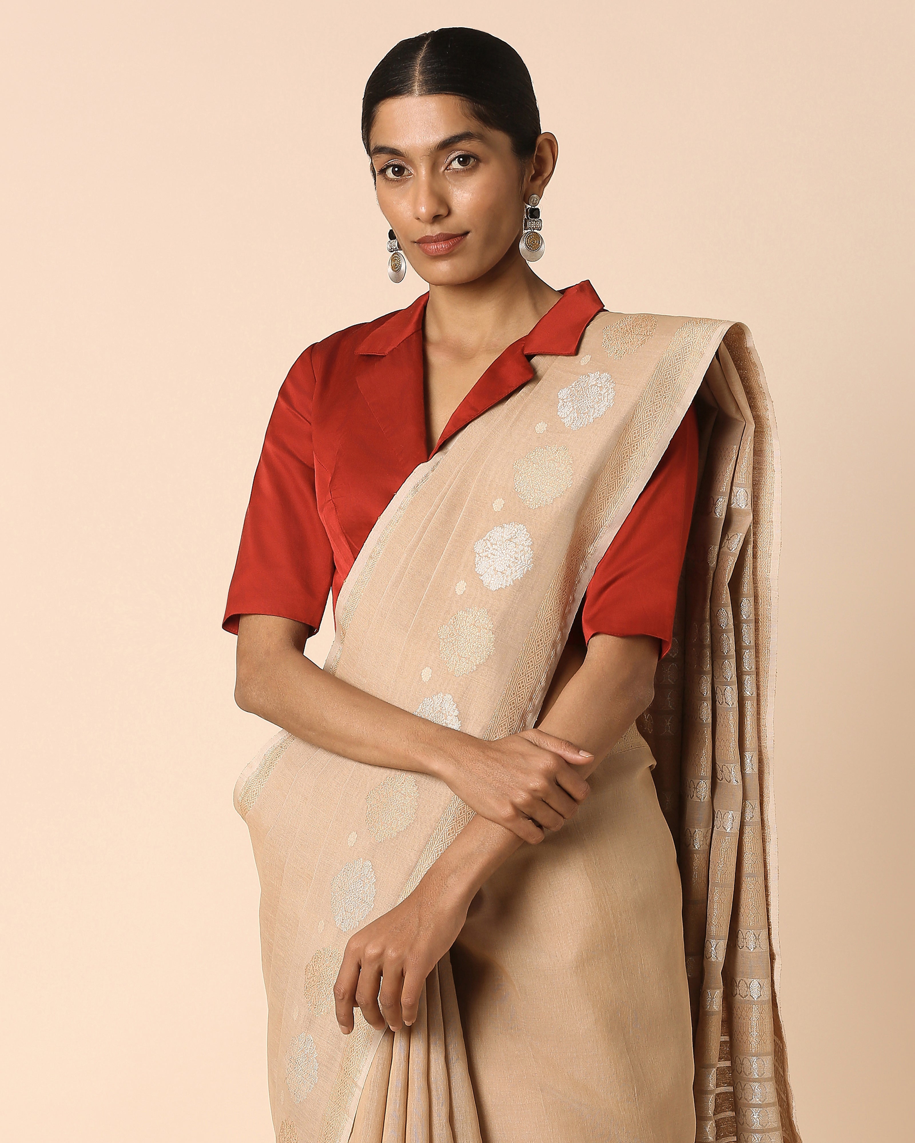 Hema Banarasi Kadwa Brown Cotton Saree