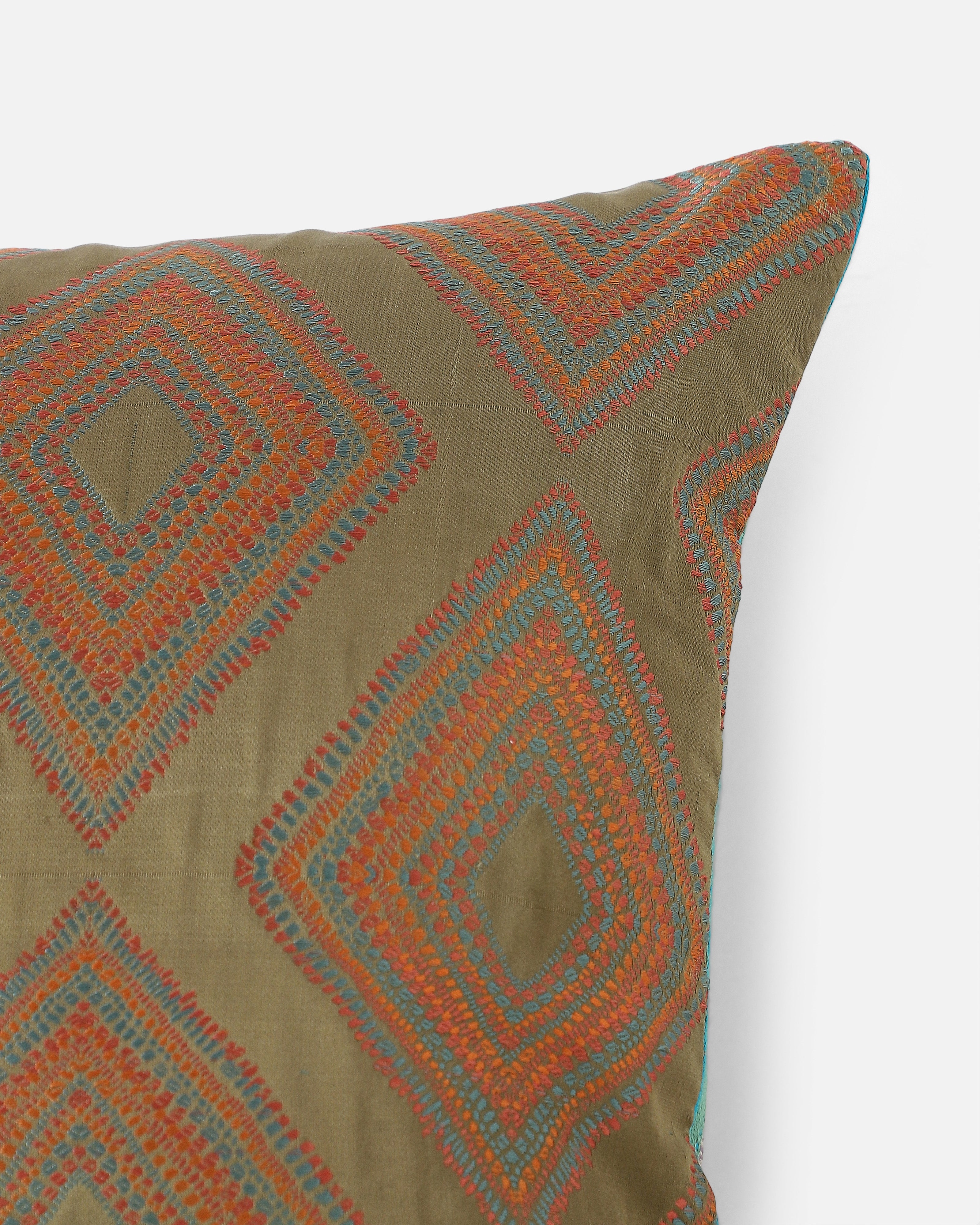 Anurag Bhujodi Mashru Viscose Cotton Cushion Cover