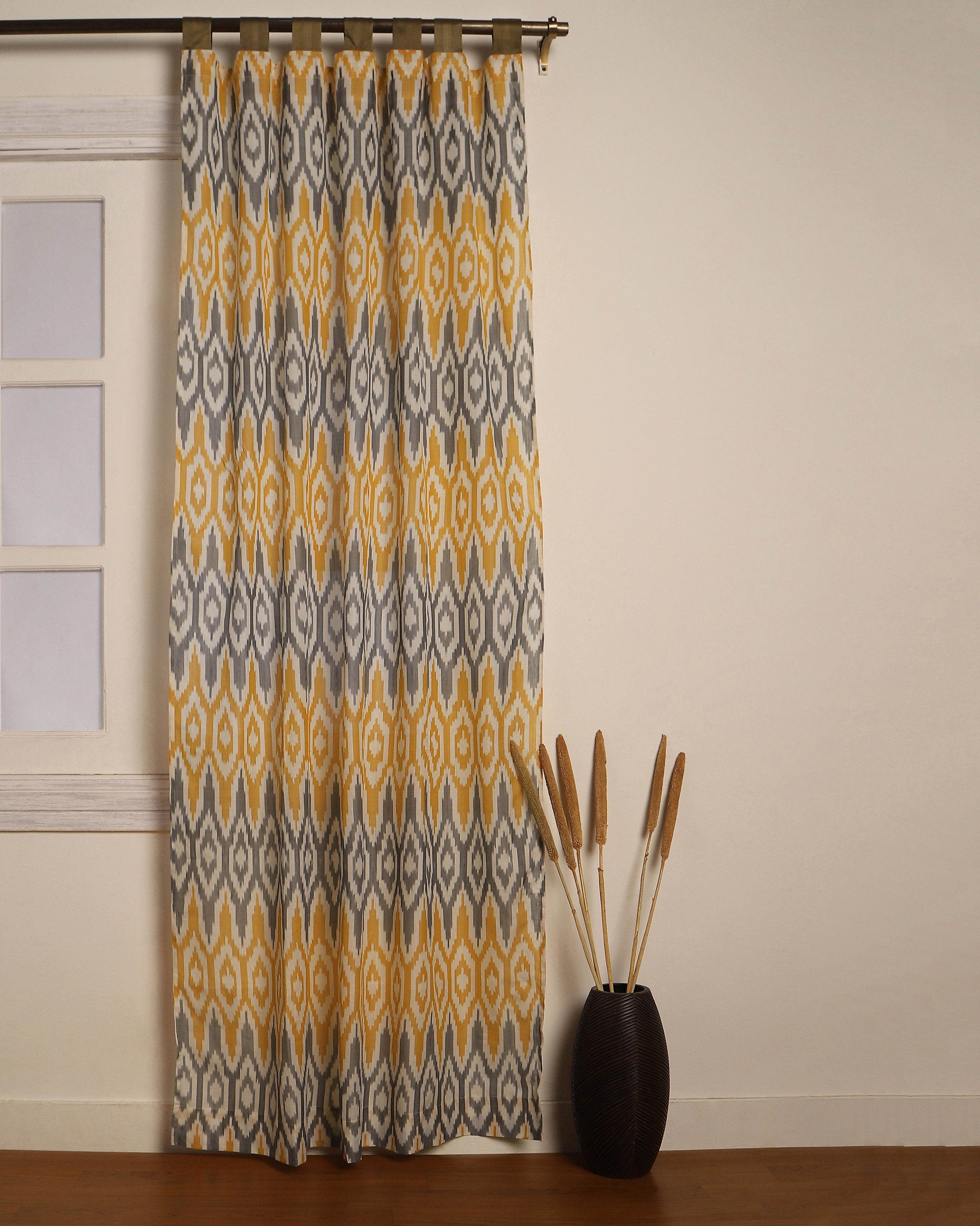 Pavan Warp Ikat Cotton Curtain - Light Assorted
